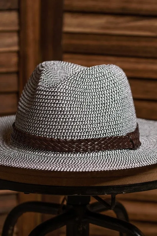 Two Tone Panama Hat- Black