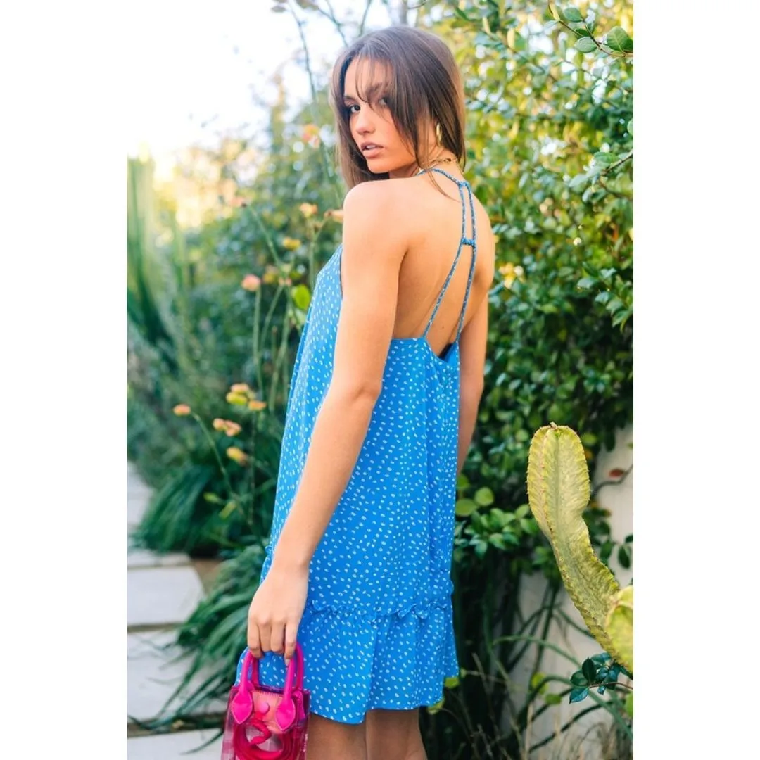 VERY J Pink Spotted Sleeveless Braided Strap Mini Dress ND30846-PINK