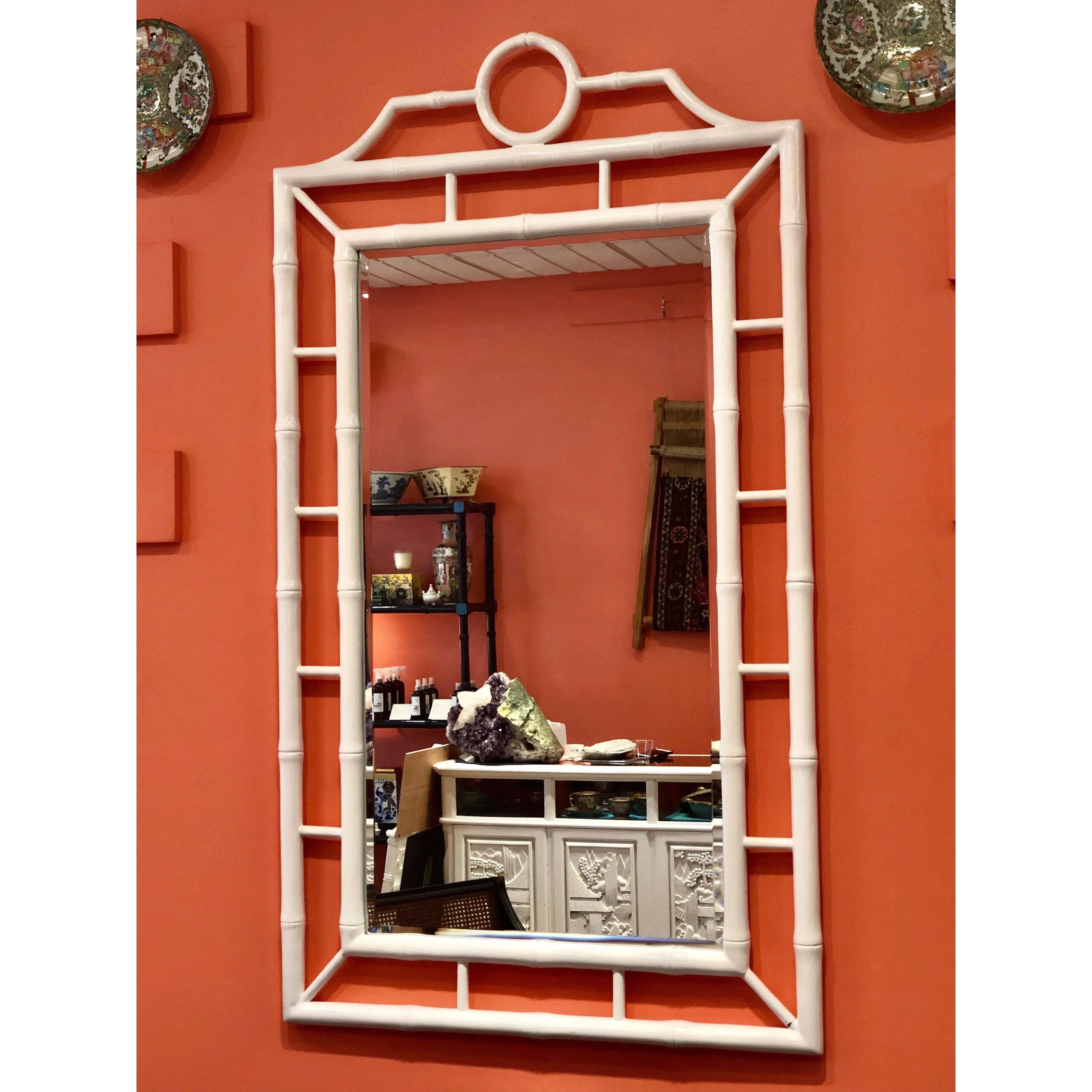 Vintage Faux Bamboo Beveled Wall Mirror