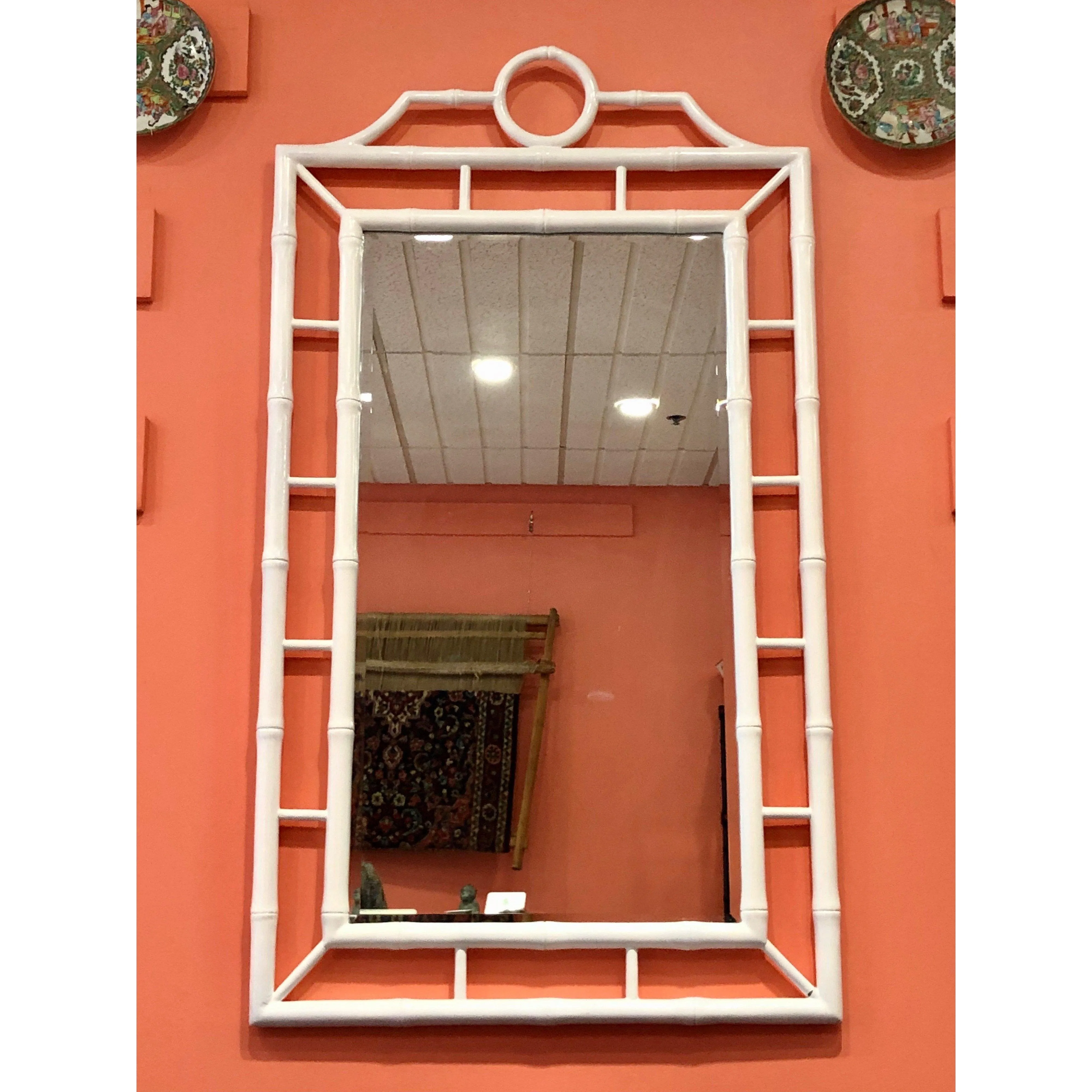 Vintage Faux Bamboo Beveled Wall Mirror