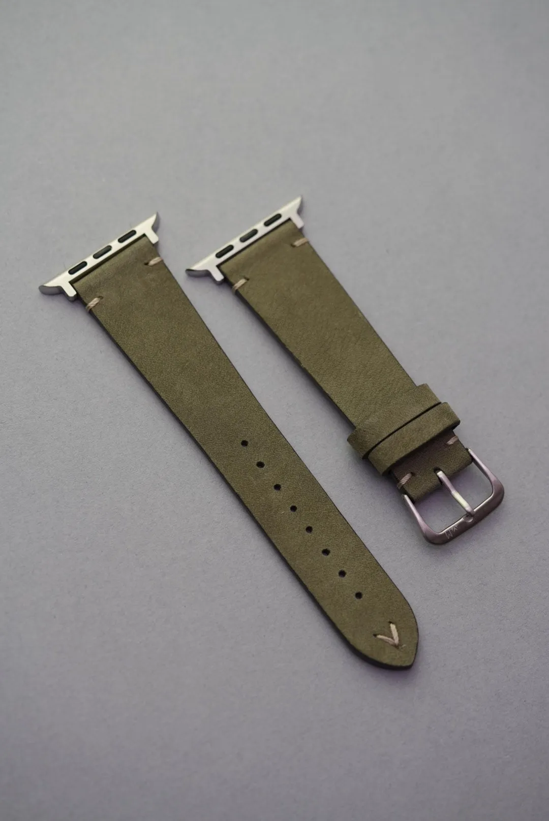 Vintage Lug Stitched Calfskin Leather Strap For Apple Watch