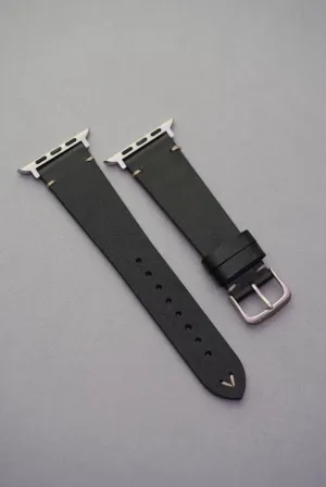 Vintage Lug Stitched Calfskin Leather Strap For Apple Watch