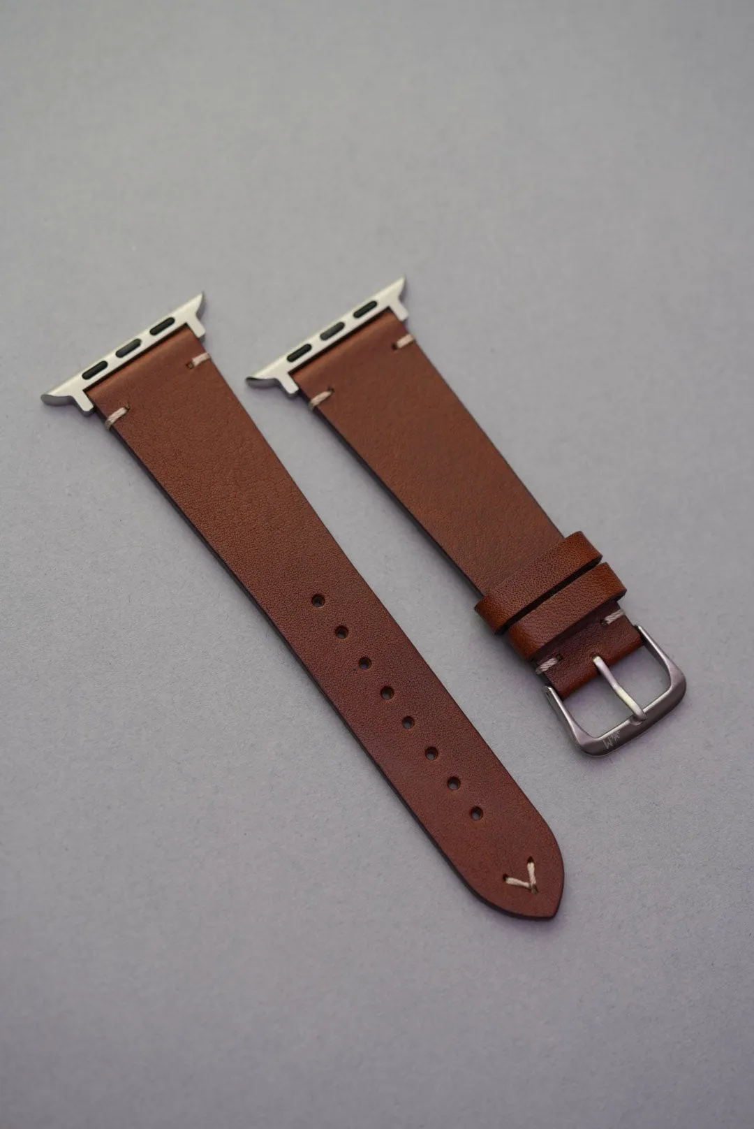 Vintage Lug Stitched Calfskin Leather Strap For Apple Watch