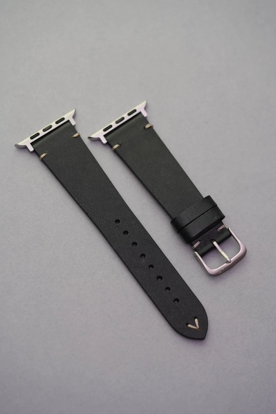 Vintage Lug Stitched Calfskin Leather Strap For Apple Watch