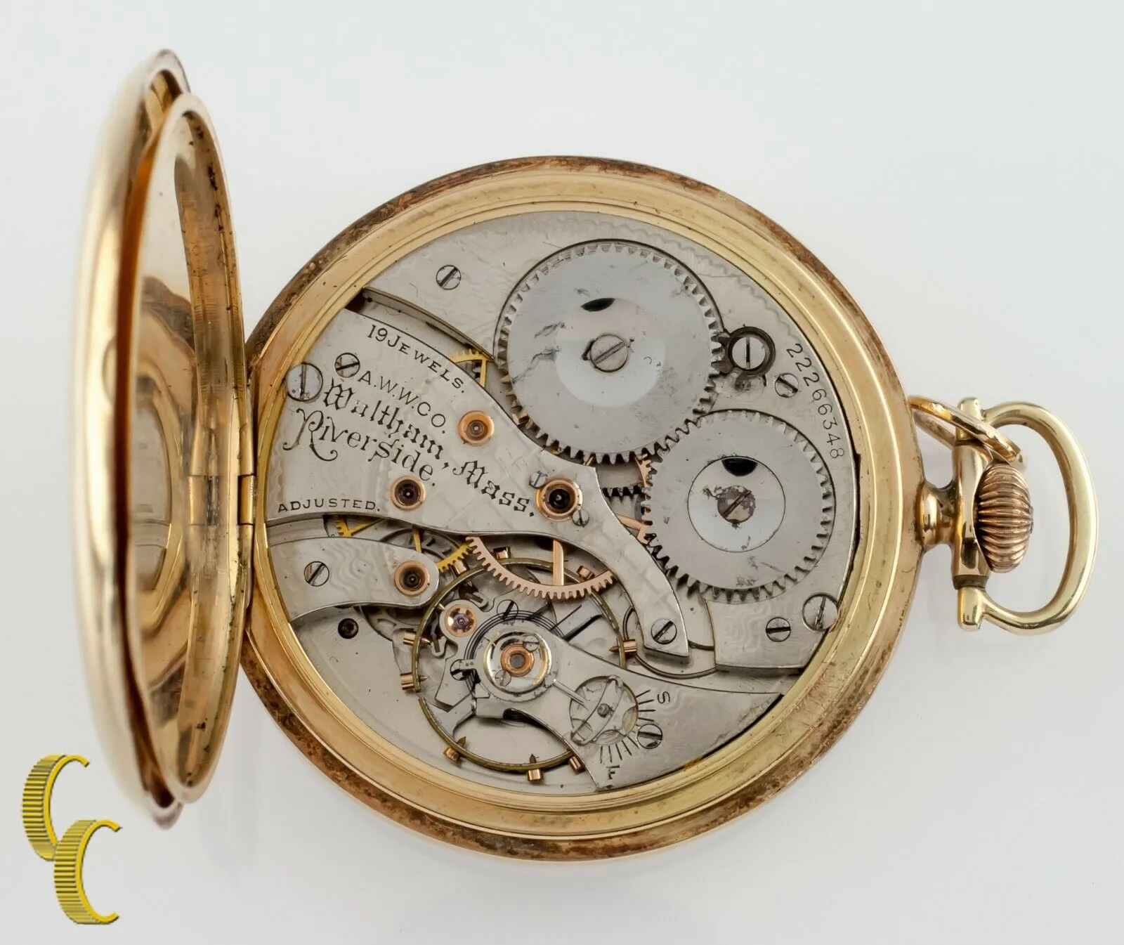 Waltham Colonial Series Open Face 14K Yellow Gold Pocket Watch 14s 19 Jewel