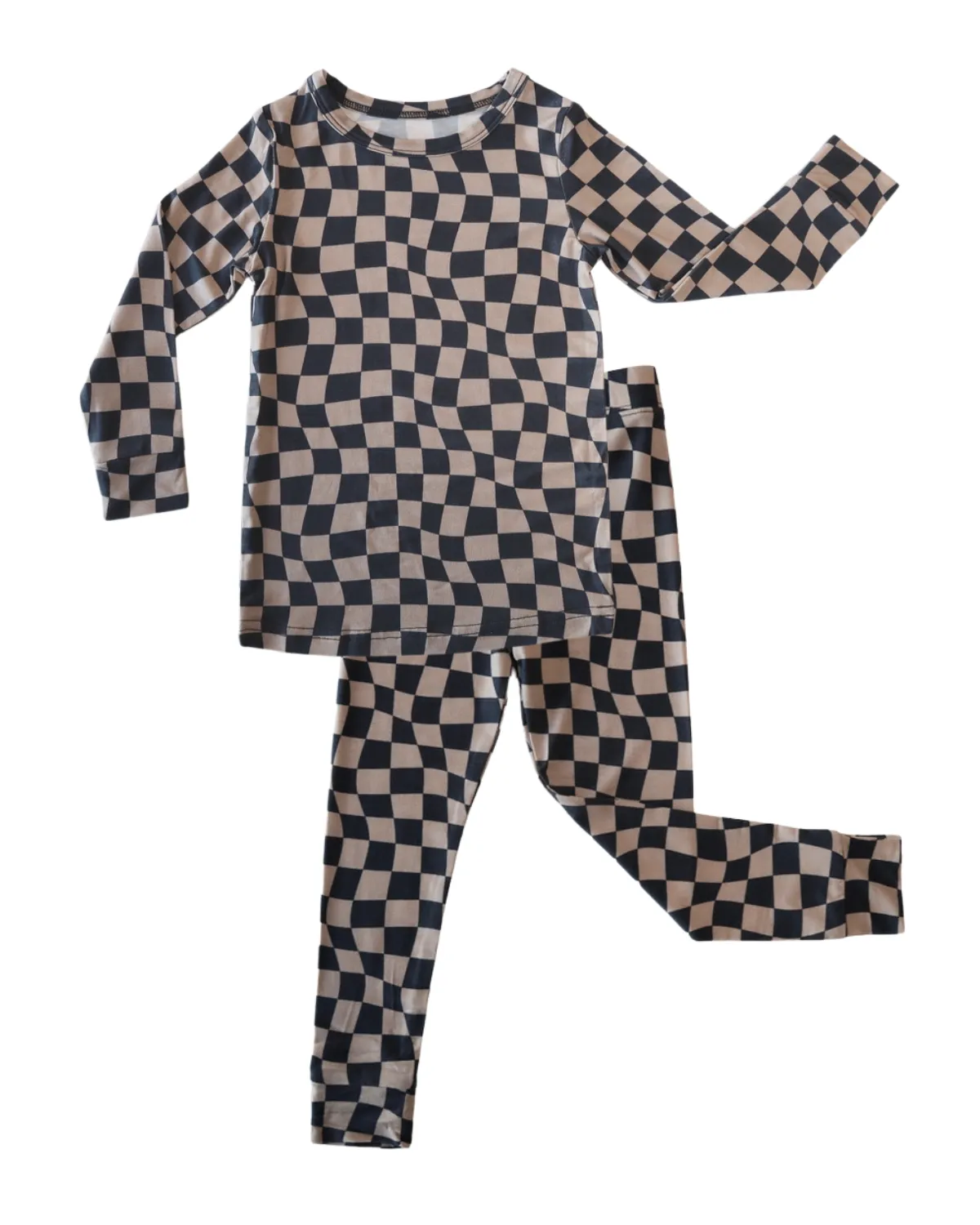 Wavy Checkerboard Two-Piece Set - Bamboo Pajama