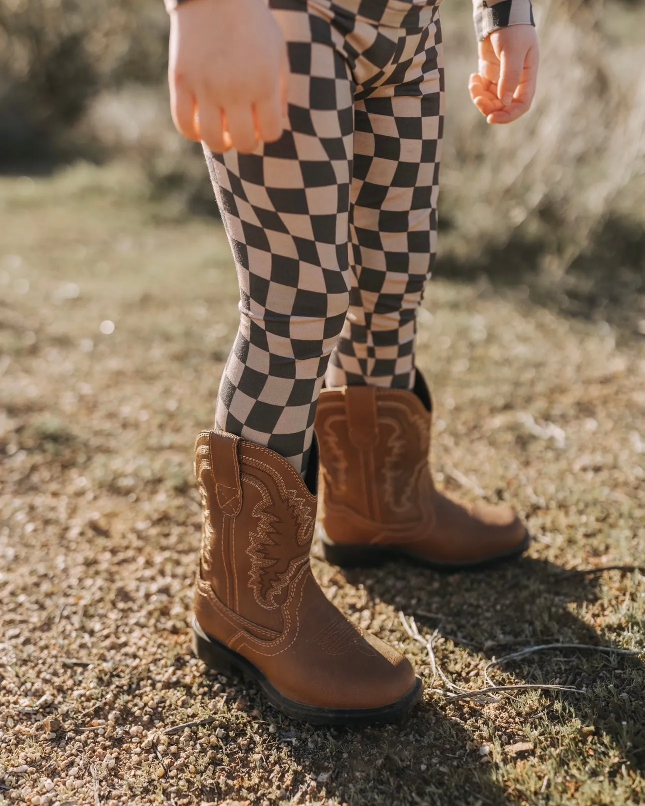Wavy Checkerboard Two-Piece Set - Bamboo Pajama