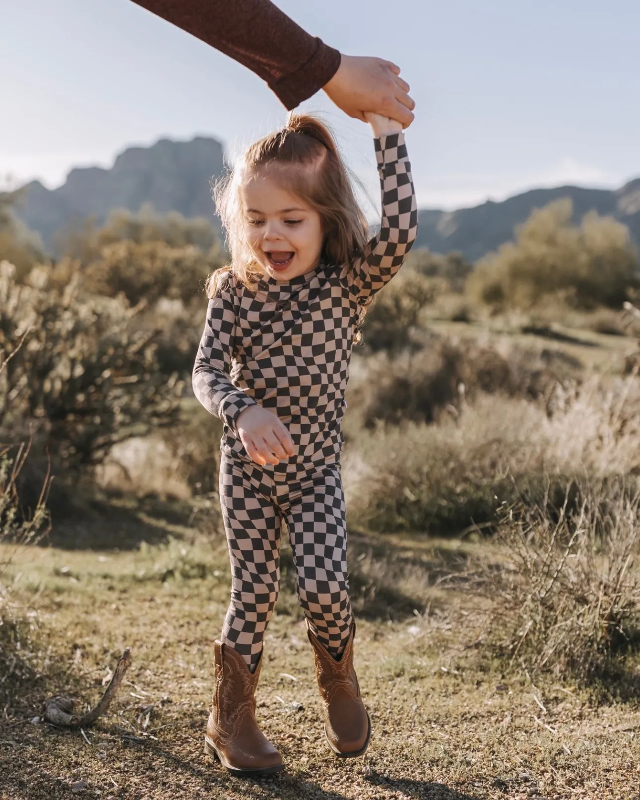 Wavy Checkerboard Two-Piece Set - Bamboo Pajama