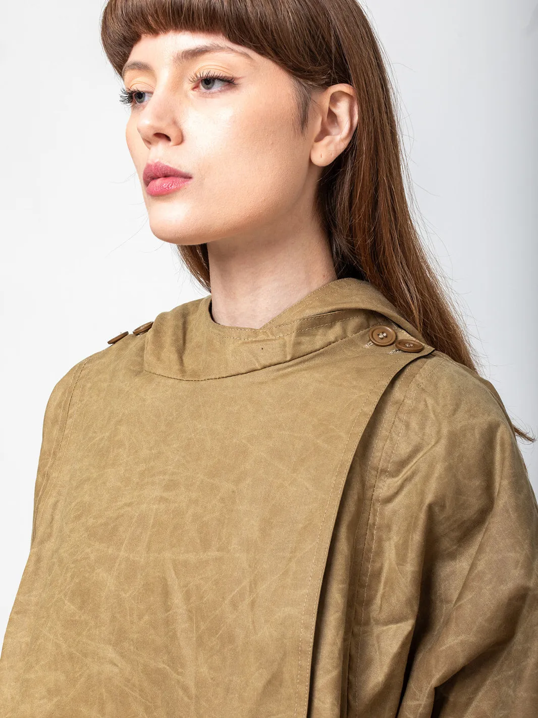 Waxed Batwing Coat - Sand