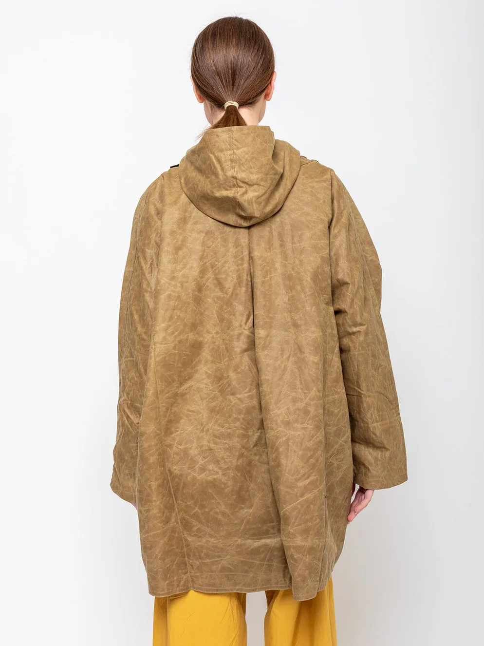 Waxed Batwing Coat - Sand