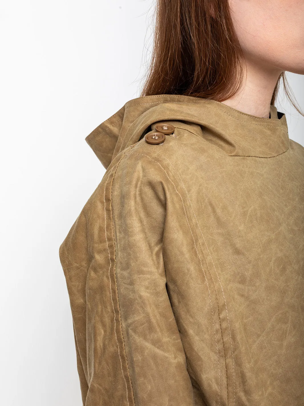 Waxed Batwing Coat - Sand