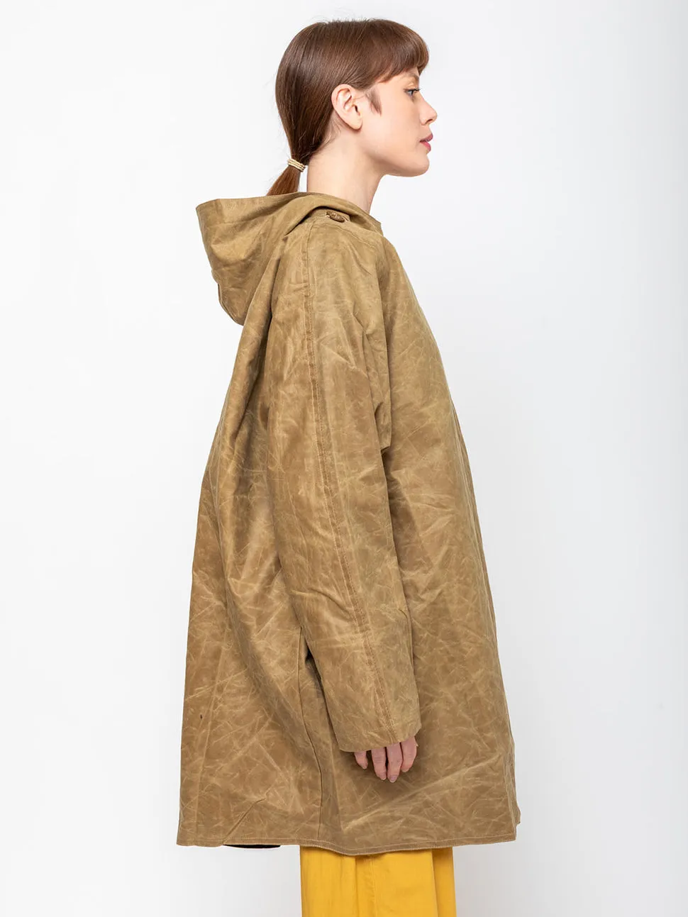 Waxed Batwing Coat - Sand