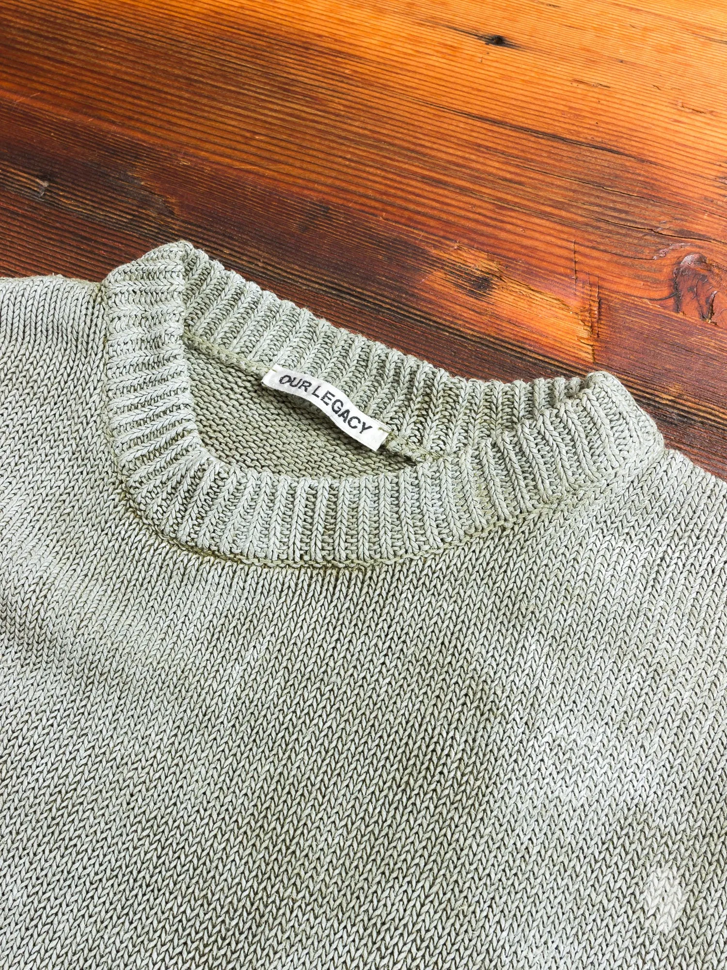 Waxed Sweater in Military Linen