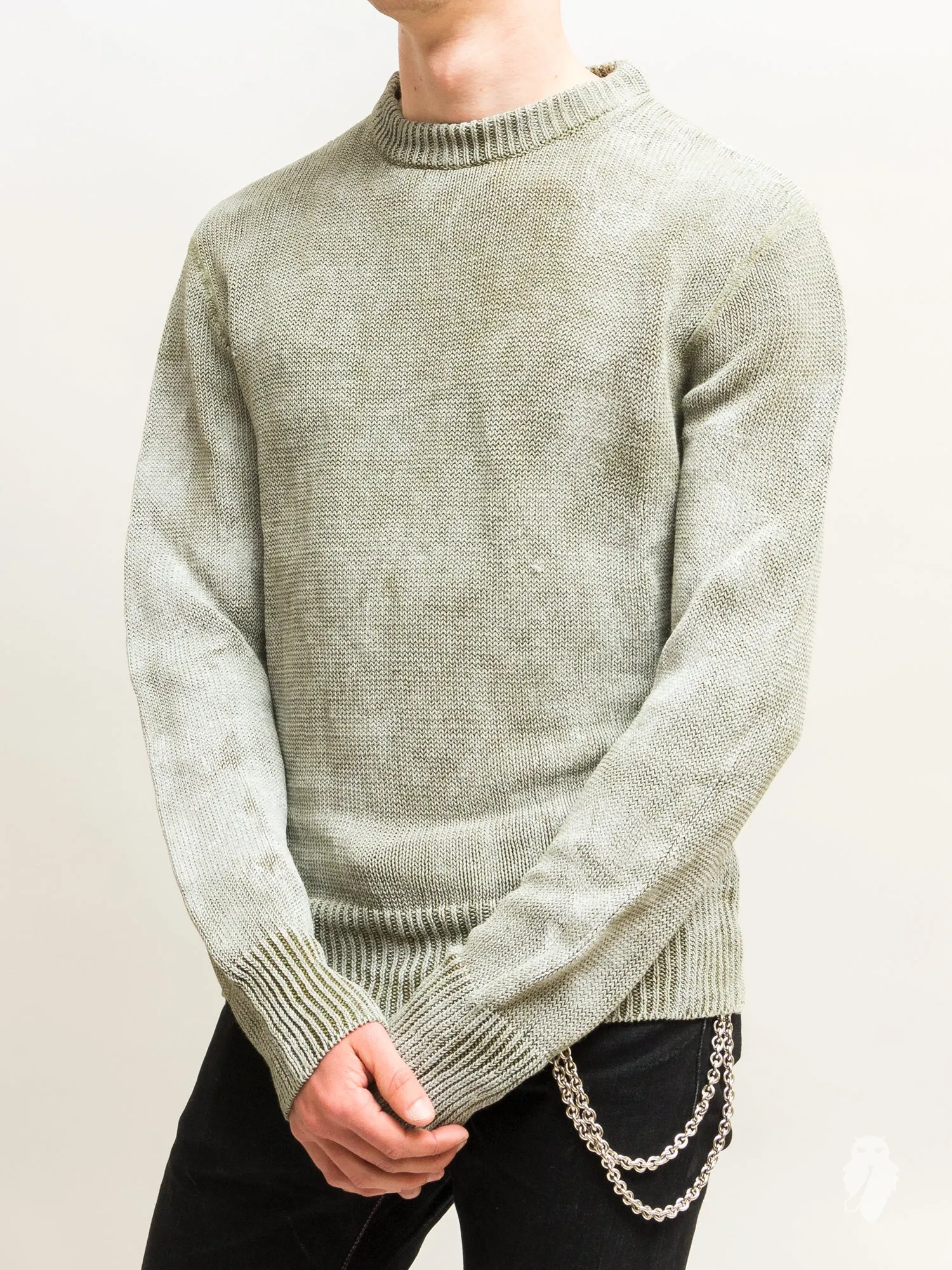 Waxed Sweater in Military Linen