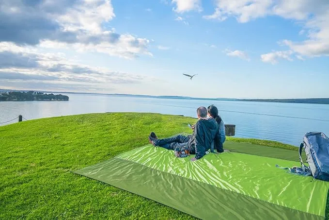 WEKAPO Beach Blanket Sandproof, Extra Large Beach Mat, Big & Compact Sand Free Mat Quick Drying, Lightweight & Durable with 6 Stakes & 4 Corner Pockets