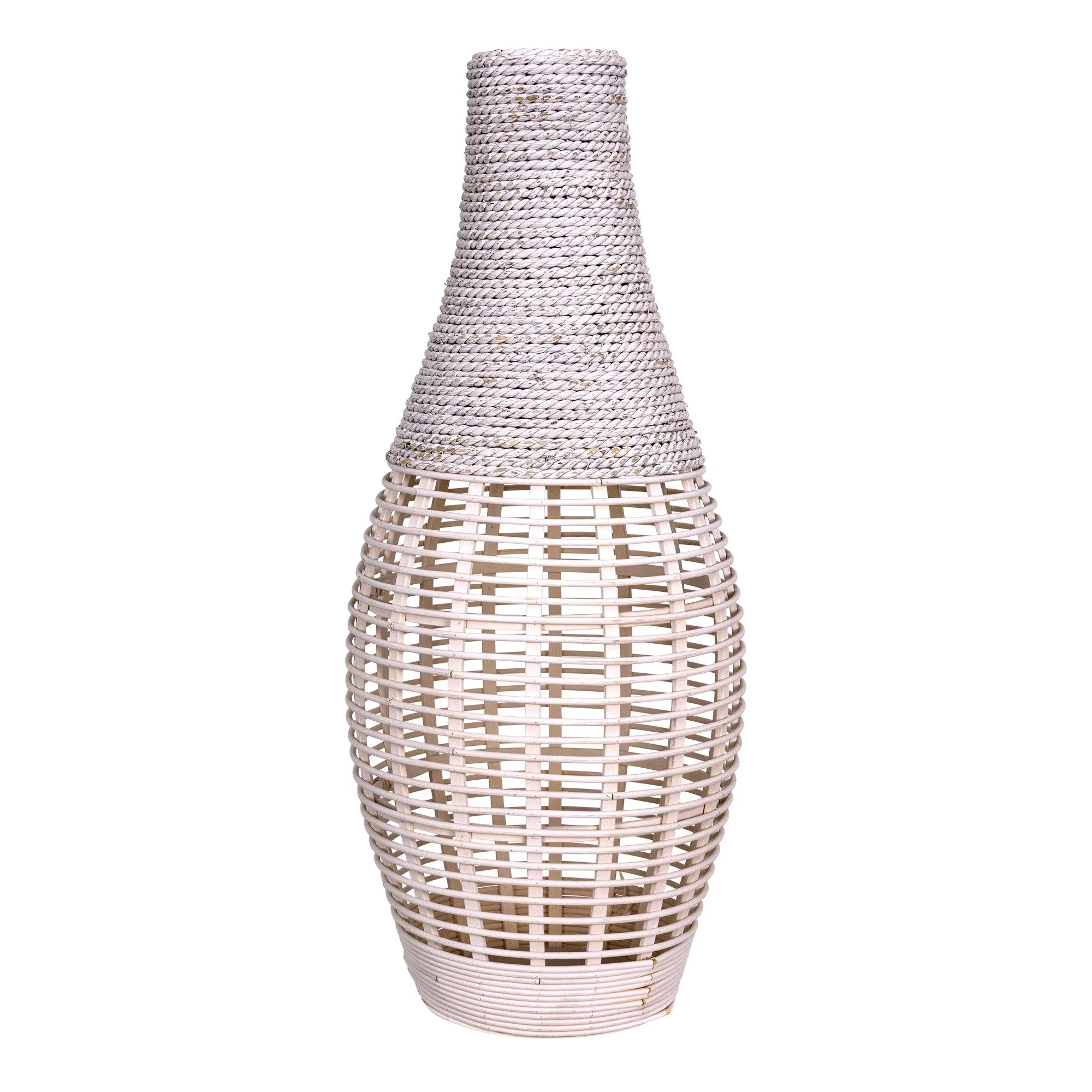 White Bamboo and Rope Floor Vase