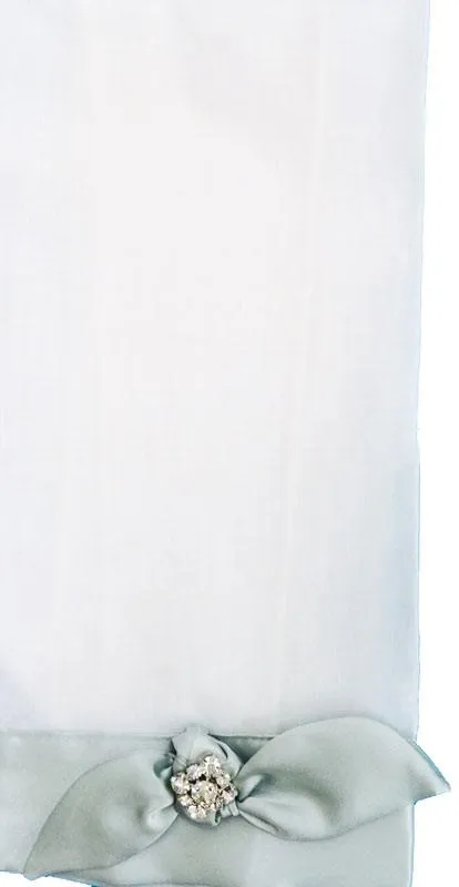 White Linen Rhinestone and Satin Border Guest Towel