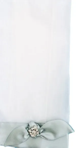 White Linen Rhinestone and Satin Border Guest Towel
