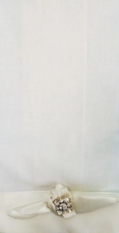 White Linen Rhinestone and Satin Border Guest Towel