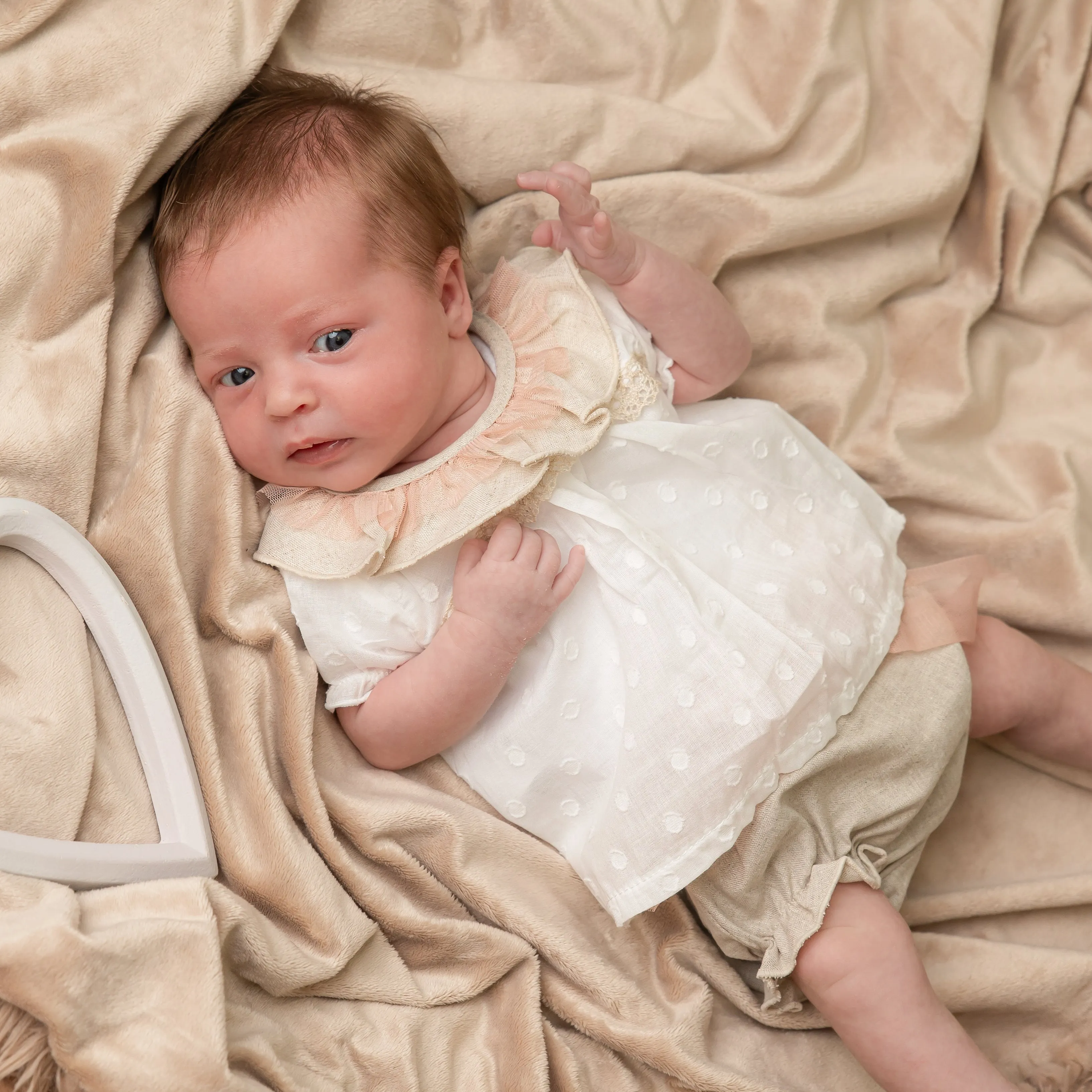 White Spotted Cotton Sand Bloomers Set