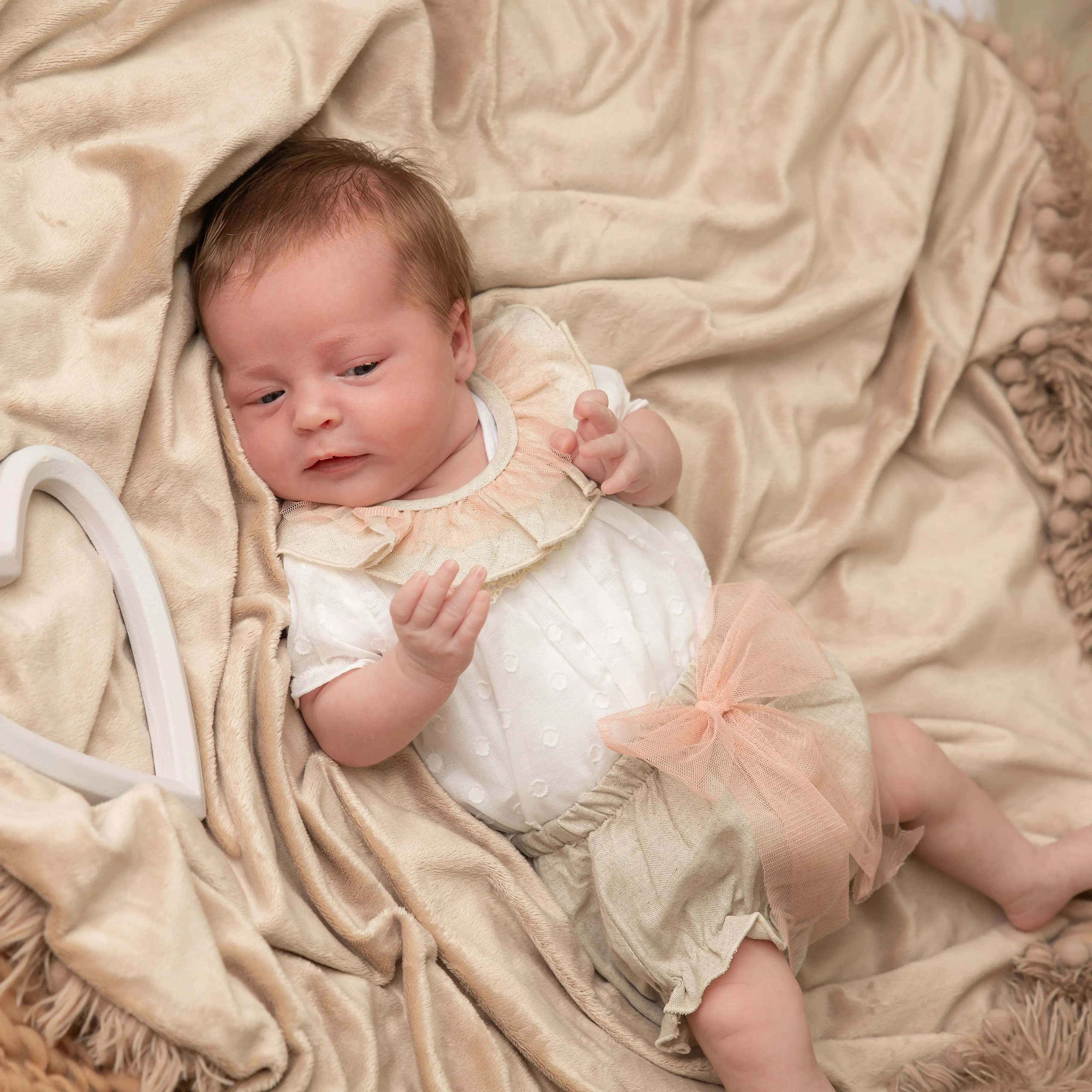 White Spotted Cotton Sand Bloomers Set