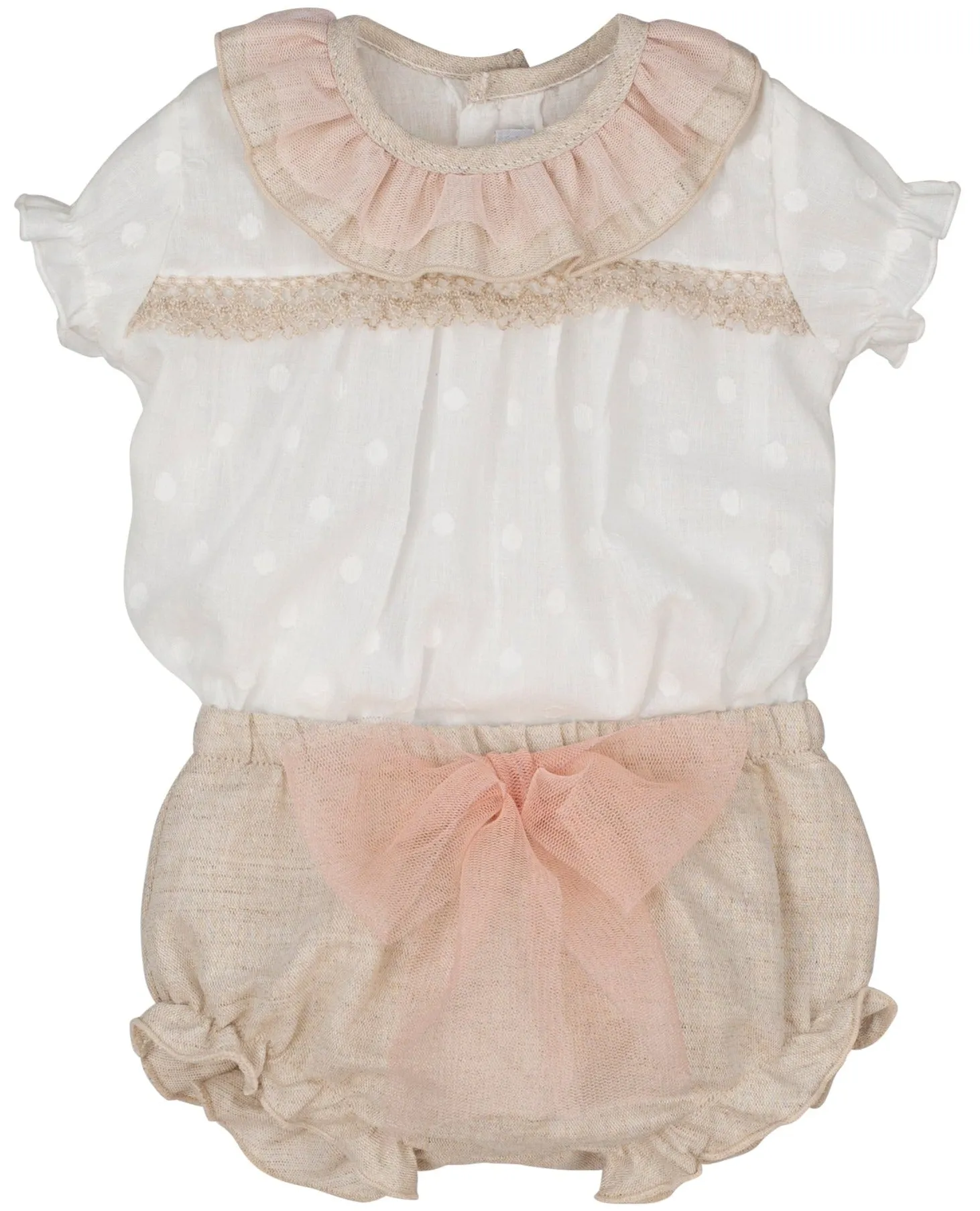 White Spotted Cotton Sand Bloomers Set
