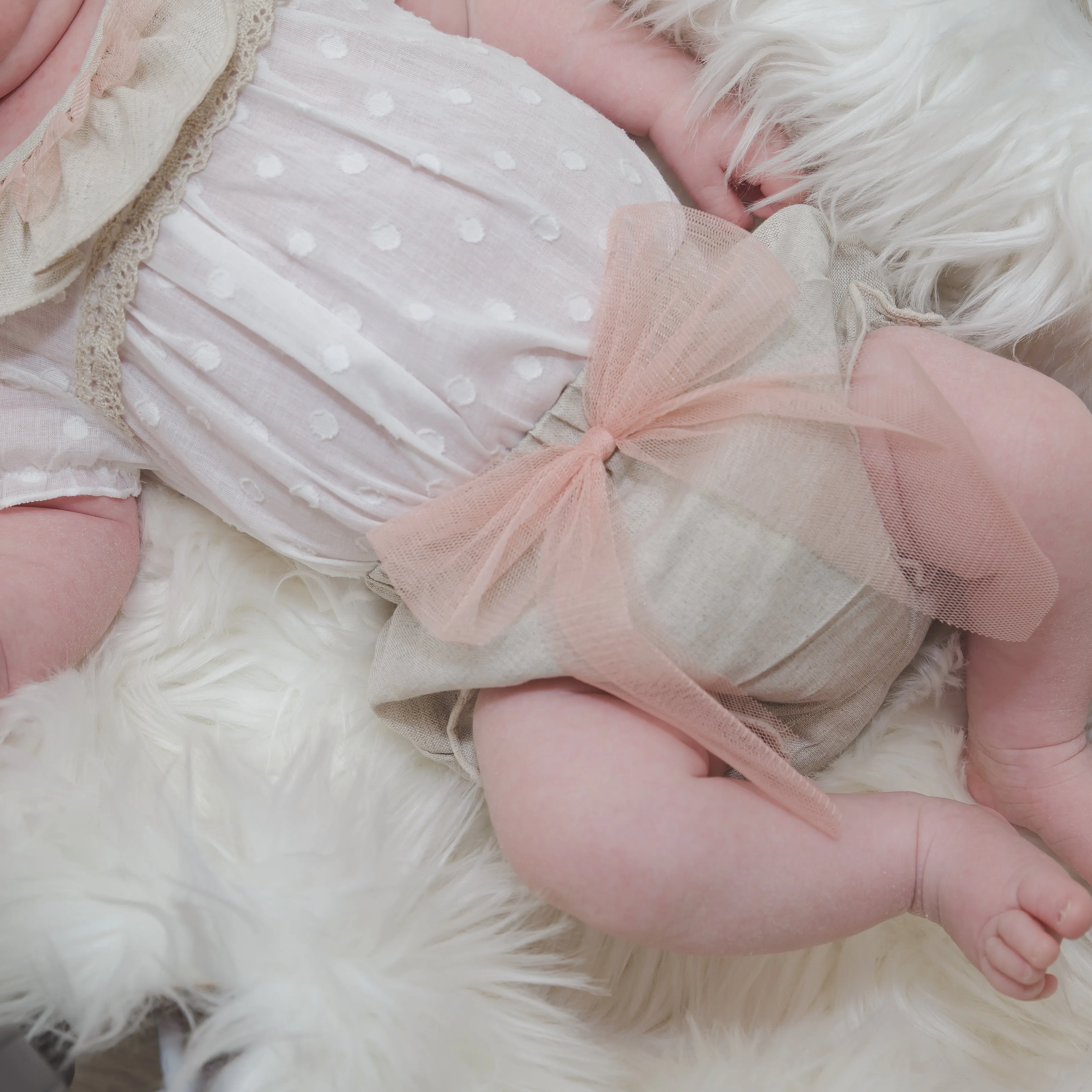 White Spotted Cotton Sand Bloomers Set
