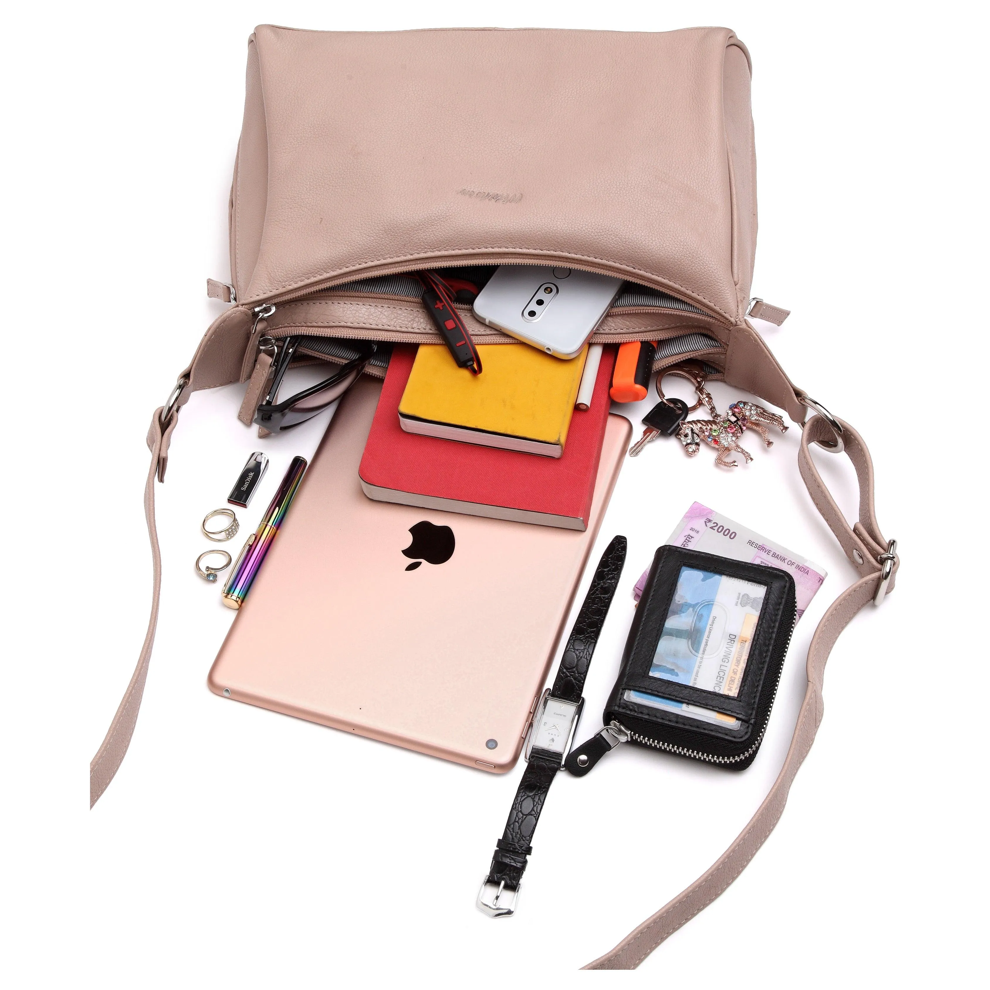 WildHorn® Upper Grain Genuine Leather Shoulder Bag | Cross body Bag With Adjustable Strap for Girls & Women.