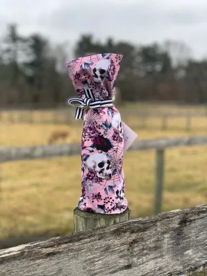 WINE BAG by Rose - SKULLS and ROSES FABRIC / Black