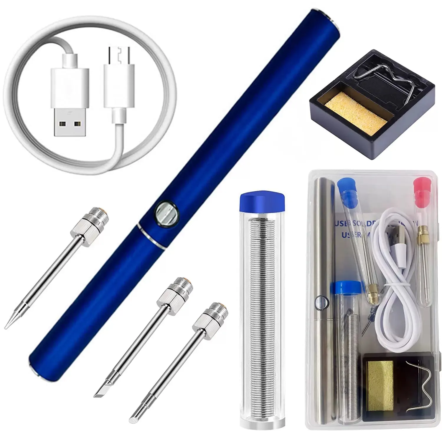 Wireless Charging Welding Pen Kit with 3 Soldering Iron Tips and Tin Wire