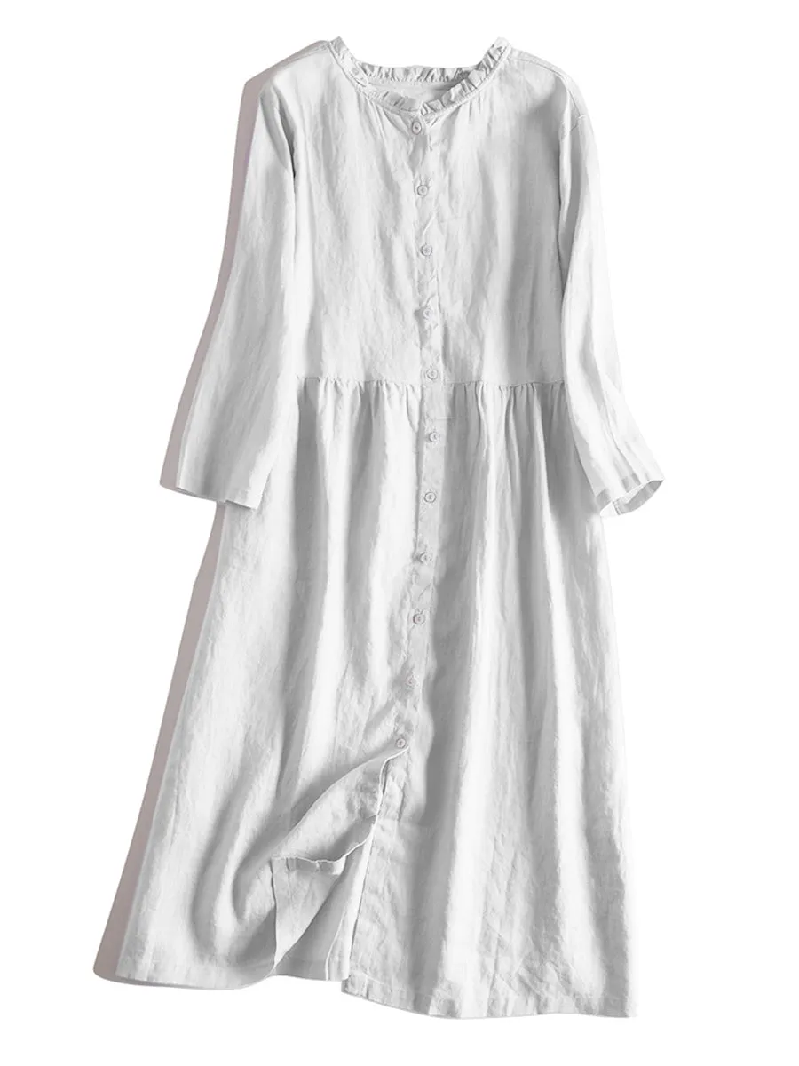 Women's Cotton and linen Dress （Convertible Dress With Front And Back Option）