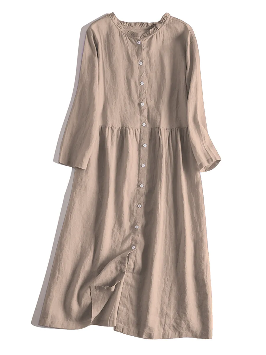 Women's Cotton and linen Dress （Convertible Dress With Front And Back Option）