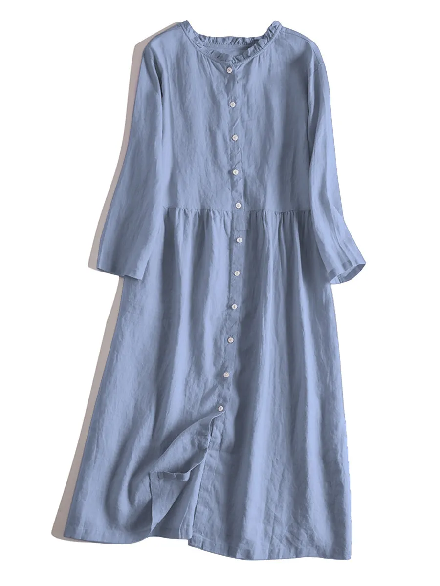 Women's Cotton and linen Dress （Convertible Dress With Front And Back Option）
