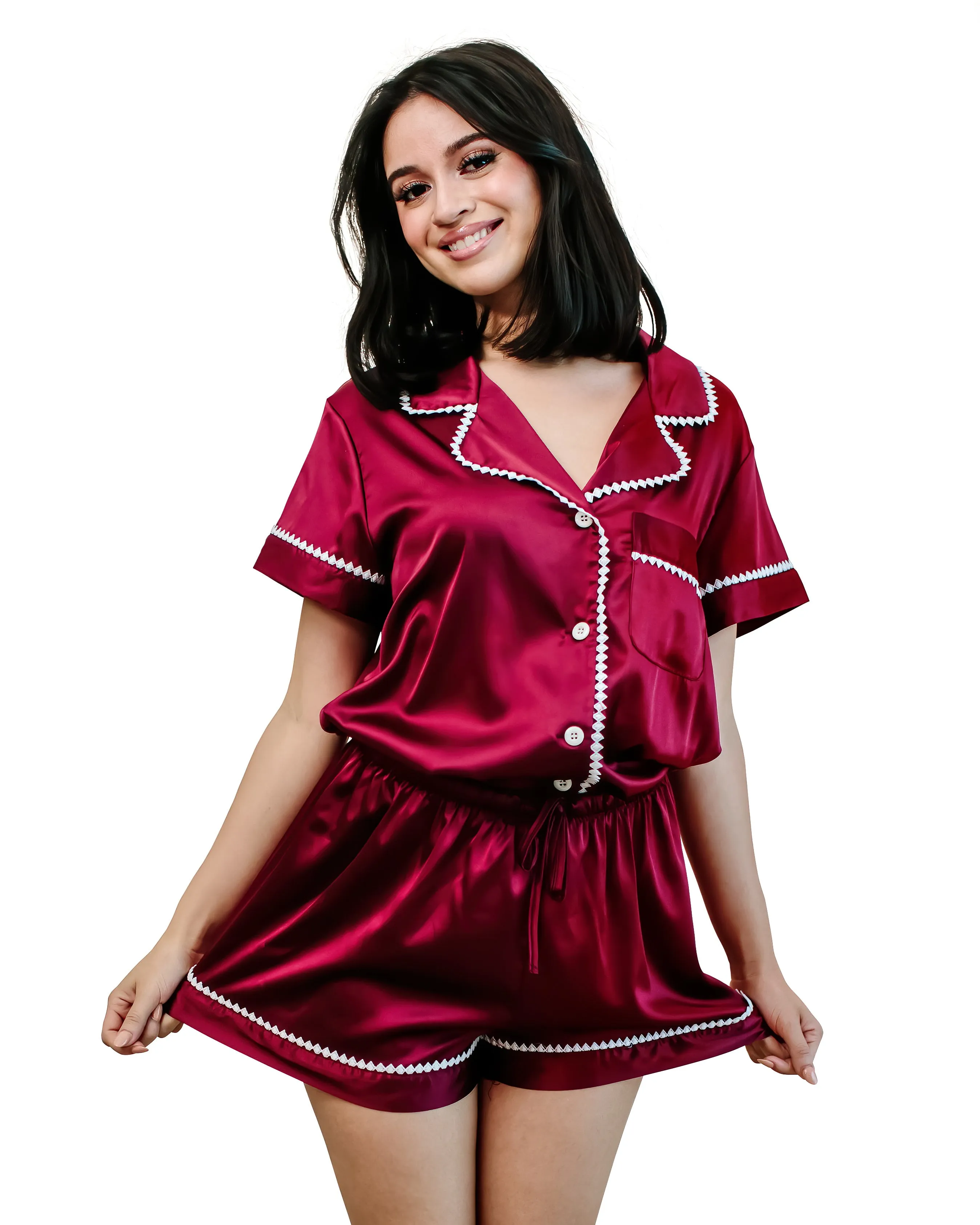 Women's Diamond Lace Short Pajama Set
