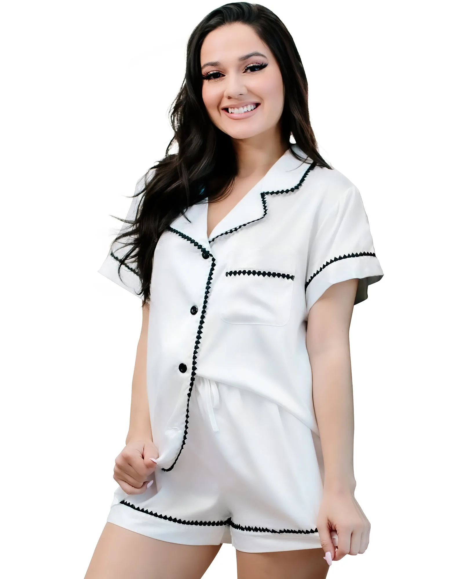 Women's Diamond Lace Short Pajama Set