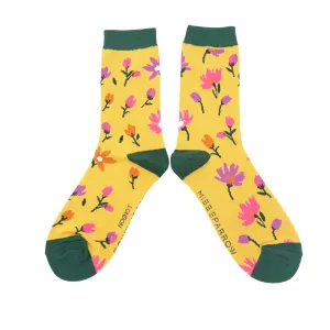 Womens Ditsy Floral Socks - Lime