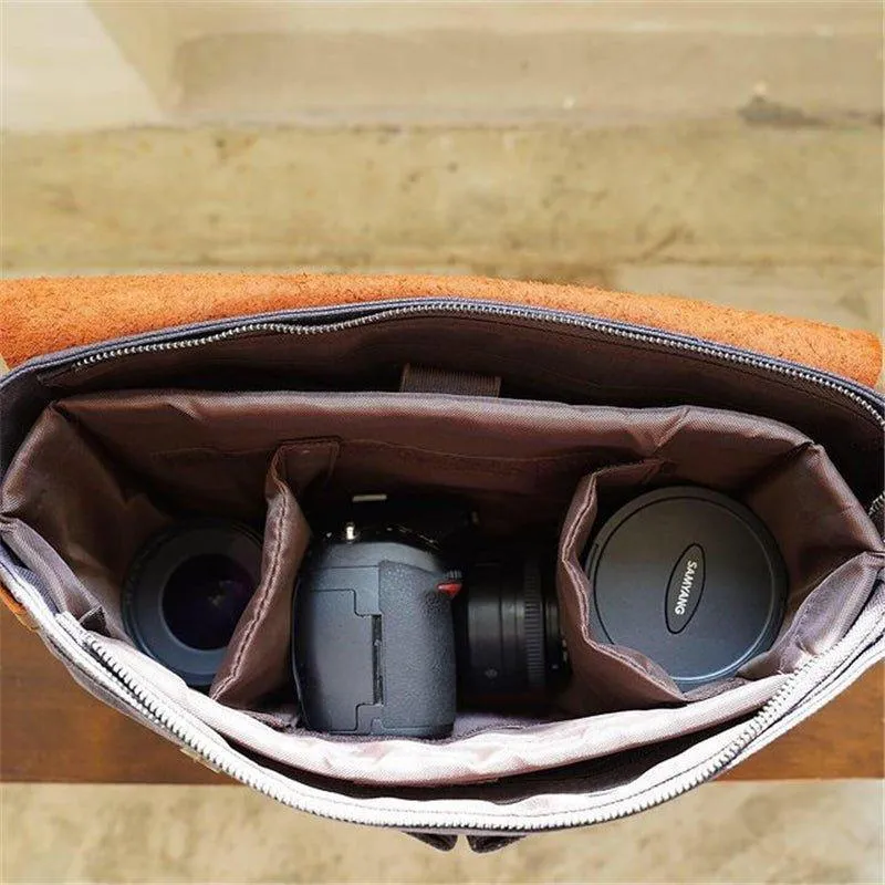 Woosir Waxed Canvas and Leather Waterproof Camera Bag