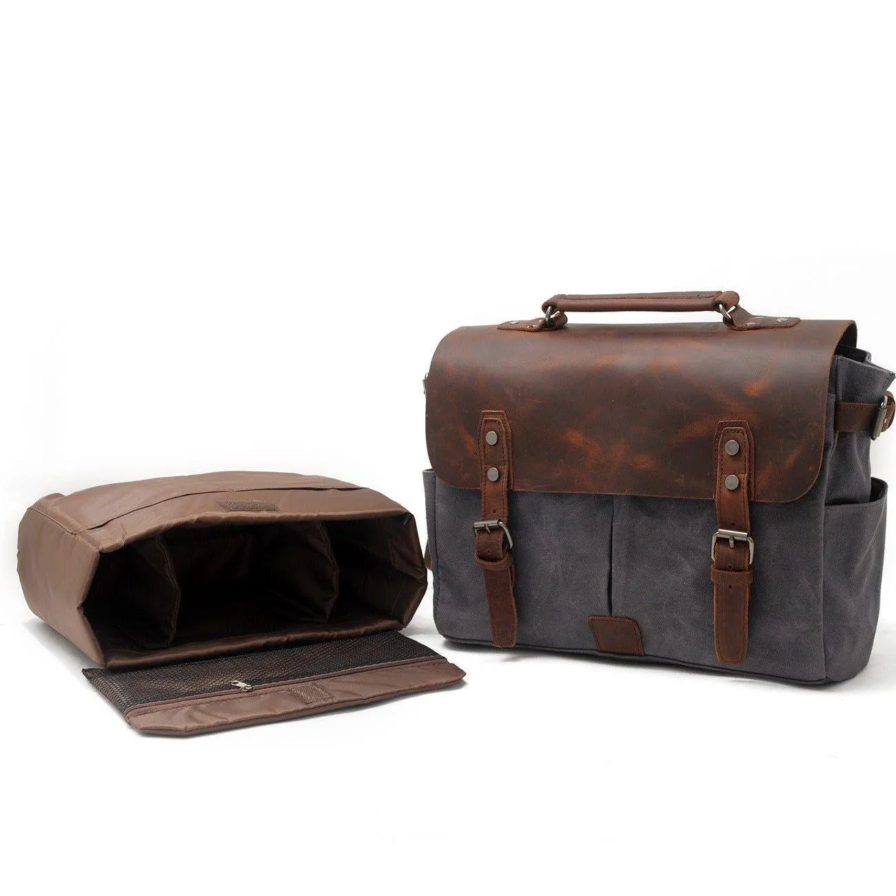 Woosir Waxed Canvas and Leather Waterproof Camera Bag