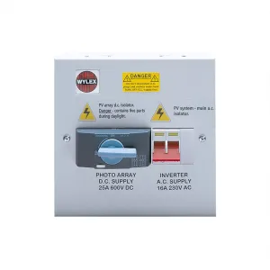 Wylex NHDSMS 25A DC Rotary Isolator & 40A AC DP Isolator