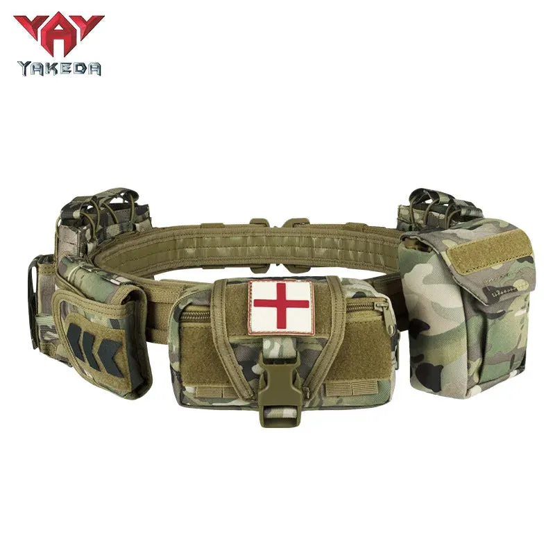 YD-2012 Yakeda Tactical Belt Outdoor Patrol Multifunctional 5-Piece Nylon Removable Adjustable Tactical Belt