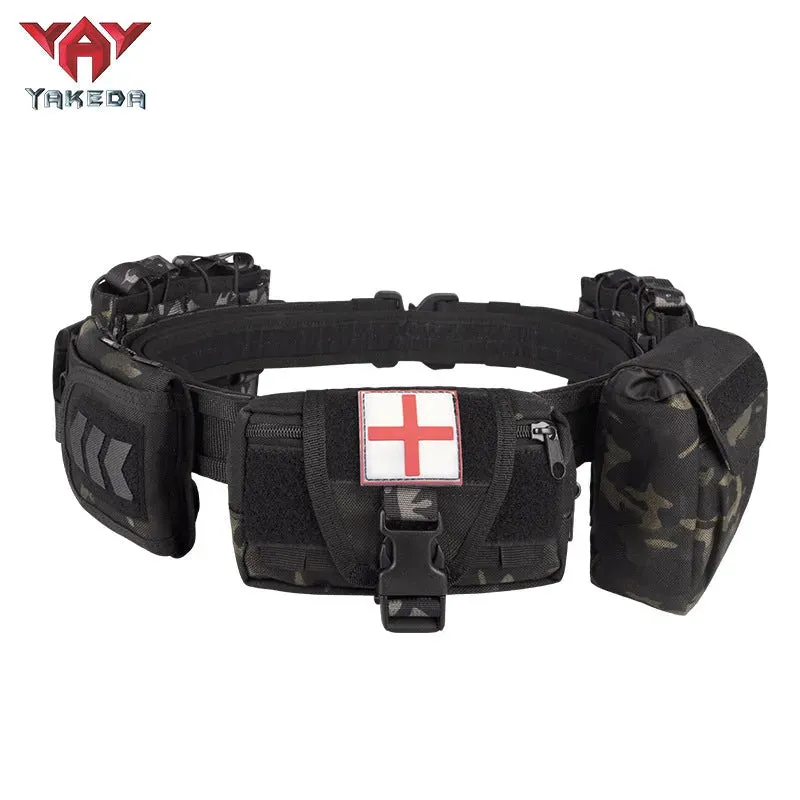 YD-2012 Yakeda Tactical Belt Outdoor Patrol Multifunctional 5-Piece Nylon Removable Adjustable Tactical Belt