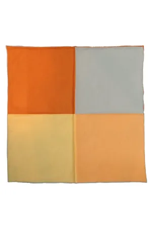 Yellow Silk & Cotton Blend Quad Pocket Square